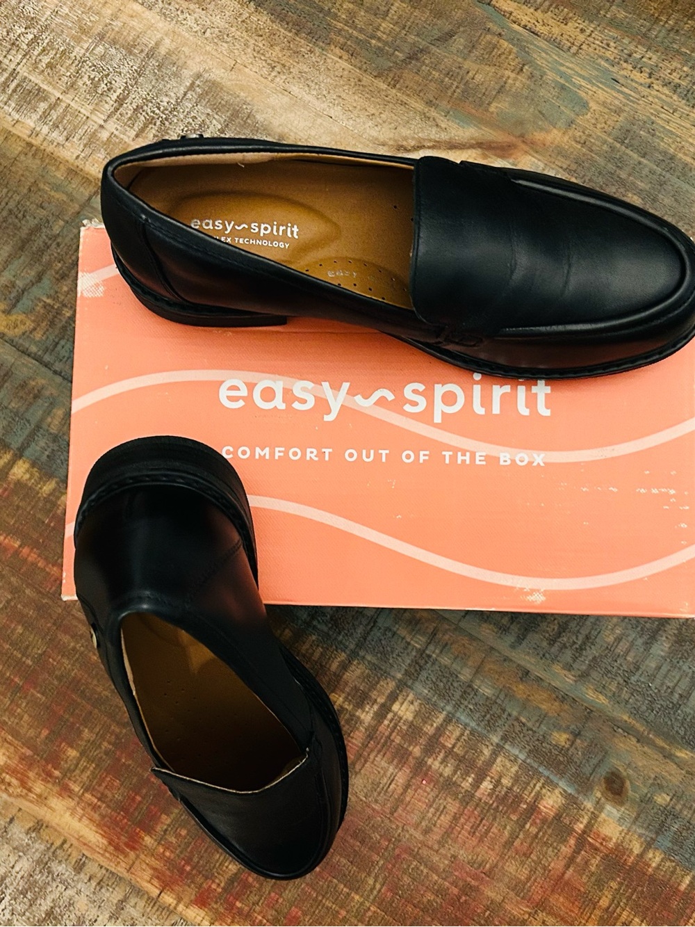 Easy Spirit Jaylin Black Leather Slip-On E-Flex Loafers Timeless, Comfort Size 8 - Picture 6 of 10